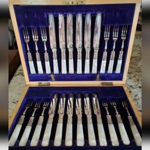 Antique Dessert cutlery set for 12 , made in England